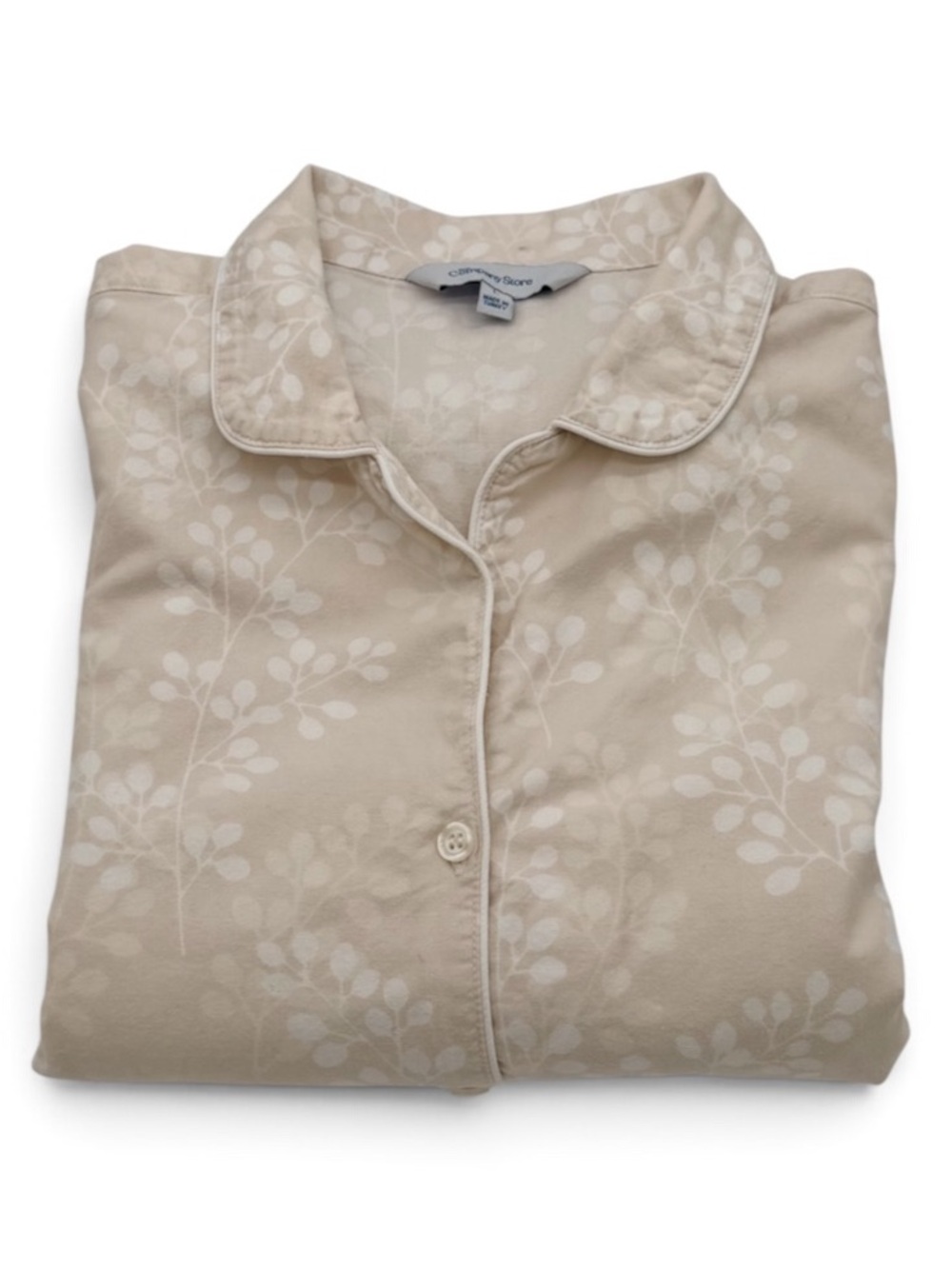 The Company Store 100% Cotton Cream Botanical Pajama Set Size L